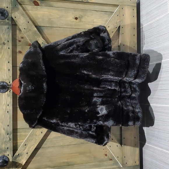 VINTAGE TISSAVEL OF FRANCE BROWN VEGAN FAUX FUR SHORT COAT FRENCH FRANCE MOBWIFR - Picture 10 of 11